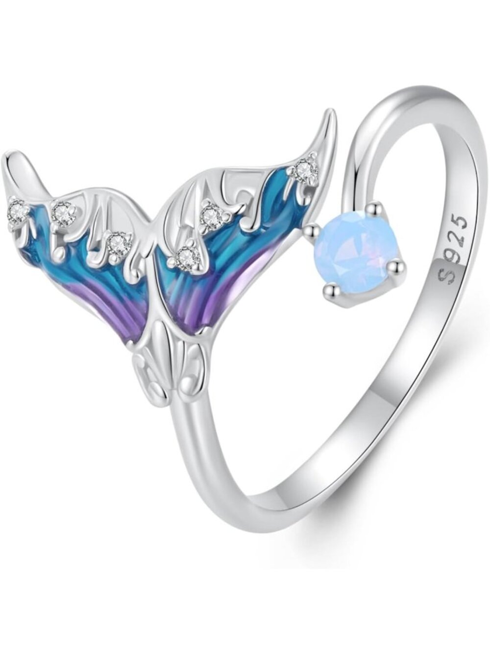 Dainty 925 Sterling Silver Stackable Rings for Women - Dragonfly, Dolphin
